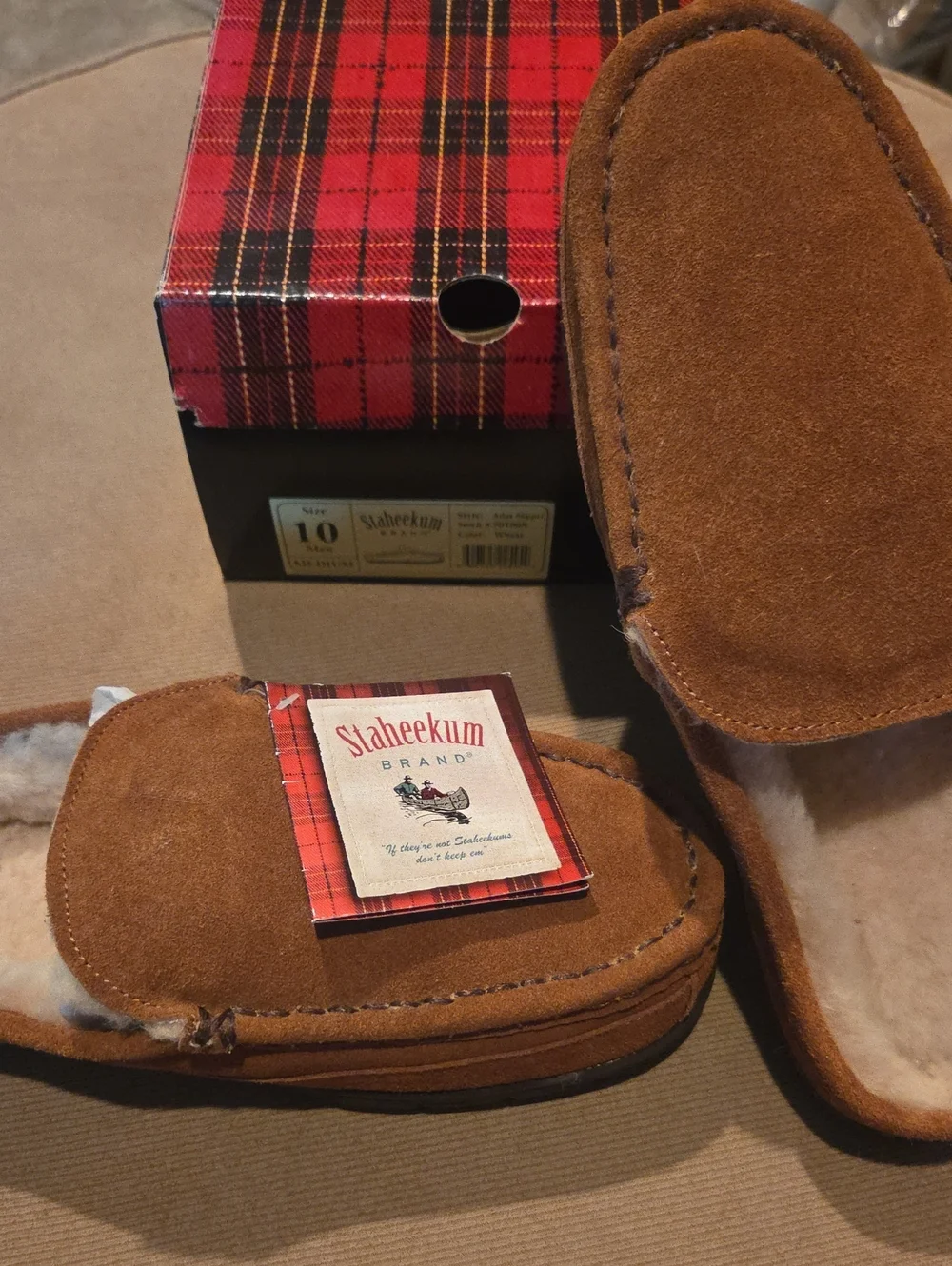 NWT Staheekum Brown Suede Atlas  Slippers with Shearling Lining 10M